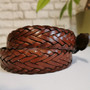 Handmade Braided Leather Belt: Brown Cowhide Belt for Men