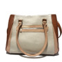 Handmade Leather Work Bag: Beige Zippered Shoulder Bag