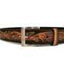 Embossed Brown Leather Belt for Men: Removable Buckle, Handmade