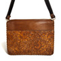 Hand Tooled Leather Shoulder Bag: Floral Carved Boho Purse