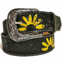 Handmade Sunflower Leather Belt: Western Cowgirl Embossed Floral Belt
