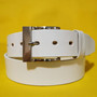 Handmade White Full Grain Leather Belt: Women's Removable Buckle Belt