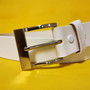Handmade White Full Grain Leather Belt: Women's Removable Buckle Belt
