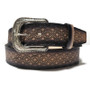 Embossed Cowhide Leather Western Belt - Snap Buckle Black Belt