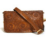 Hand tooled leather bag for women with floral design