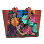 Red Leather Floral Tote Bag: Handmade Bohemian Shoulder Bag