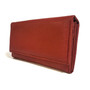 Red Leather Wallet: Handmade Cowhide Card Holder with Zipper