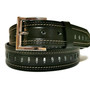 Handmade Full-Grain Black Leather Belt for Men - Removable Buckle