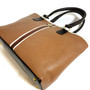 Handmade Leather Tote Bag: Brown Cowhide Shoulder Bag with Zipper