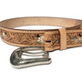 Embossed Brown Leather Belt: Handmade Cowgirl Rodeo Style