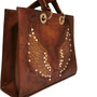 Handmade Tooled Leather Tote Bag: Rodeo Retro Bohemian Shoulder Bag