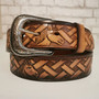 Embossed Horse Leather Belt: Handmade Western Cowboy Style