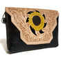 Handmade Tooled Leather Bag: Sunflower Embossed, Rodeo Retro