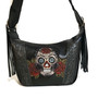 Hand Tooled Leather Skull Bag: Handmade Cowhide Shoulder Bag