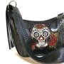 Hand Tooled Leather Skull Bag: Handmade Cowhide Shoulder Bag