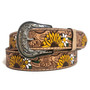 Embossed Sunflower Leather Belt: Handmade Western Cowgirl Style