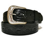 Handmade Black Leather Cowboy Belt with Removable Buckle