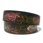 Handmade Brown Leather Belt: Embossed Rose, Engraved Buckle