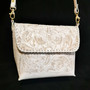 Handmade White Leather Tooled Shoulder Bag: Western Style Purse