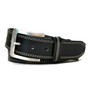 Handmade Full Grain Black Leather Belt: Stitched Design, Metal Buckle