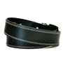 Handmade Full Grain Black Leather Belt: Stitched Design, Metal Buckle