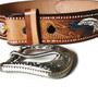 Handmade Brown Leather Rodeo Belt: Embossed Eagle Cowboy Western Belt