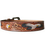 Handmade Brown Leather Rodeo Belt: Embossed Eagle Cowboy Western Belt