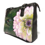 Hand-Painted Leather Shoulder Bag: Hummingbird Floral Design