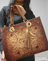 Hand-Tooled Leather Satchel: Western Carved Crossbody Bag