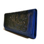 Handmade Embossed Leather Wallet: Navy Blue Floral Rodeo Style