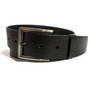 Handmade Full Grain Black Leather Belt: Embossed Cowhide, Snap Buckle, 1.5" Wide