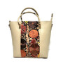 Handmade Cowhide Leather Tote Bag: Tropical Floral Embroidered Purse