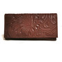 Cowhide leather wallet for women, floral embossed