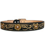 Girls Sunflower Embroidered Belt: Faux Leather Cowgirl Style