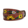 Embossed Sunflower Leather Belt: Handmade Western Rodeo Style