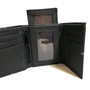 Handmade Black Leather Trifold Wallet: 9 Card Slots, Compact Design