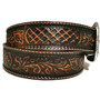 Embossed Western Leather Belt: Handmade Veg-Tan Cowhide, Removable Buckle