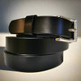 Handmade Black Leather Belt: Full Grain Removable Buckle