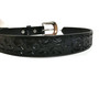 Hand Tooled Black Leather Kids Belt: Snap Buckle, Rodeo Style