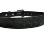 Hand Tooled Black Leather Kids Belt: Snap Buckle, Rodeo Style