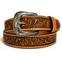 Handmade Leather Belt for Girls: Embossed Floral Design