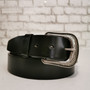 Black leather belt for men
