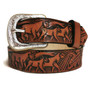 Handmade Leather Kids Belt: Embossed Horses, Western Rodeo Style