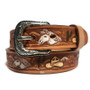 Embossed Horse Leather Kids Belt: Handmade Children's Rodeo Style