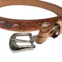Embossed Horse Leather Kids Belt: Handmade Children's Rodeo Style
