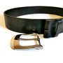 Handmade Black Leather Belt for Women: Removable Buckle, 2 inch