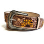 Boho Sunflower Leather Belt: Handmade Western Floral Embossed Cowhide