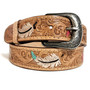 Embossed Brown Leather Belt: Handmade Western Boho Style