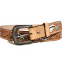 Embossed Brown Leather Belt: Handmade Western Boho Style