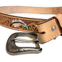 Embossed Brown Leather Belt: Handmade Western Boho Style
